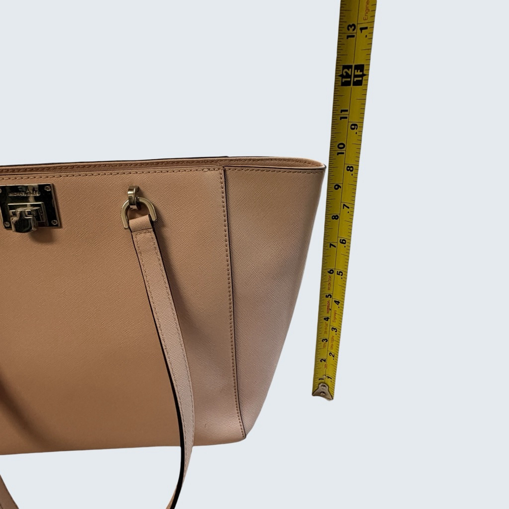 Michael Kors Blush Pink Saffiano Leather Tote Work Everyday Silver Lock Large - Picture 10 of 16